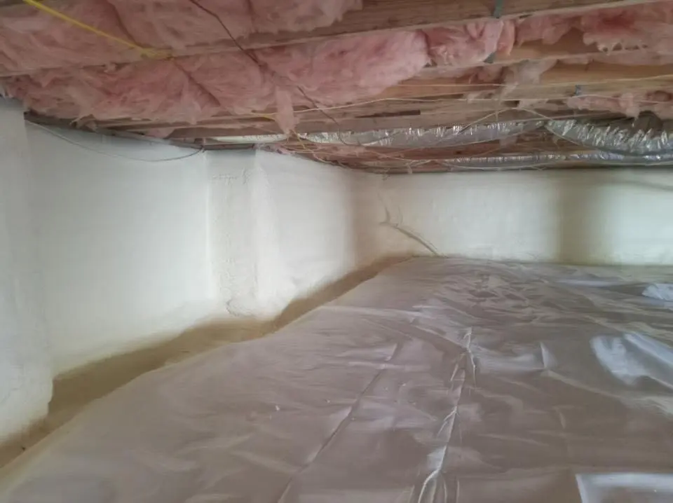 Crawl space encapsulation with closed-cell spray foam for Roof Leak Repair in Dublin